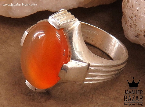 انگشتر نقره عقیق یمنی نارنجی مردانه [شرف الشمس] - 37407